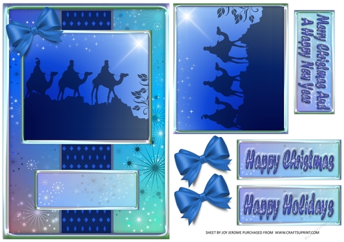 JJ BLUE CHRISTMAS THREE KINGS A5 QUICK CARD