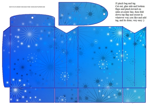JJ BLUE CHRISTMAS SNOWFLAKE PINCHBAG AND TAG