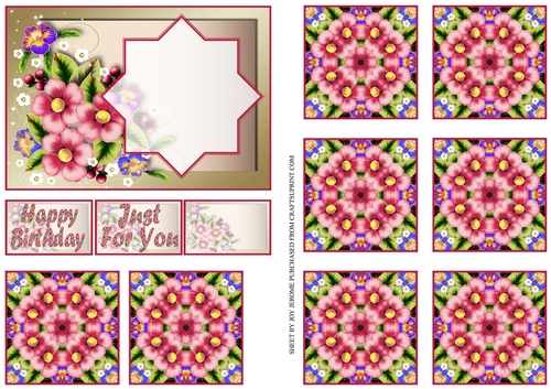 JJ PINK FLOWER A6 TEA BAG CARD