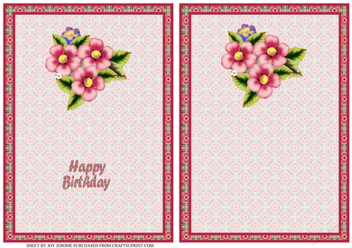  JJ PINK FLOWER A6 TEA BAG CARD INSERT FOR LANDSCAPE CARD