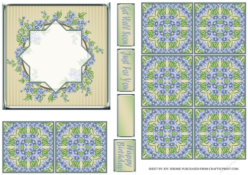  JJ BLUE FLOWERS 5X5 TEA BAG CARD