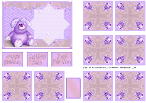 JJ RABBIT A6 TEA BAG CARD LILAC