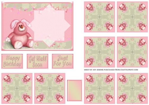 JJ RABBIT A6 TEA BAG CARD PINK