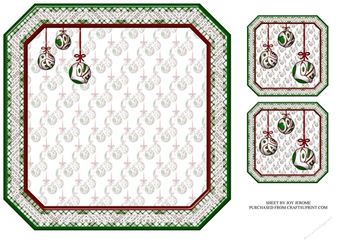JJ CHRISTMAS BAUBLES PEACE JOY AND LOVE 8X8 INSERT BLANK RED