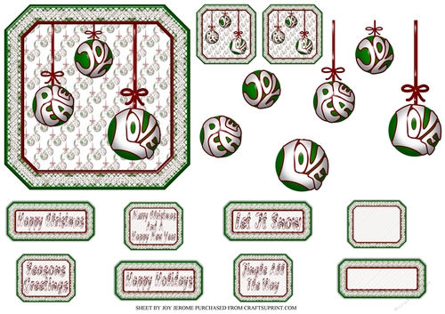 JJ CHRISTMAS BAUBLES PEACE JOY AND LOVE 5X5 RED
