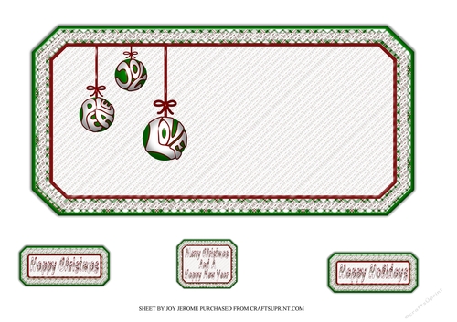 JJ CHRISTMAS BAUBLES PEACE JOY AND LOVE 5X5 INSERT RED