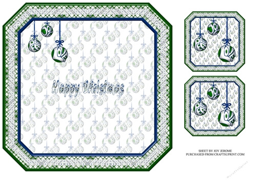 JJ CHRISTMAS BAUBLES PEACE JOY AND LOVE 8X8 INSERT HAPPY CHRISTMAS BLUE