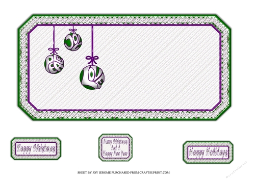  JJ CHRISTMAS BAUBLES PEACE JOY AND LOVE 5X5 INSERT PURPLE
