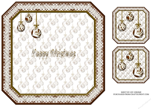 JJ CHRISTMAS BAUBLES PEACE JOY AND LOVE 8X8 INSERT HAPPY CHRISTMAS VINTAGE