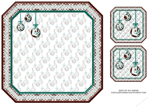 JJ CHRISTMAS BAUBLES PEACE JOY AND LOVE 8X8 INSERT BLANK TURQUOISE
