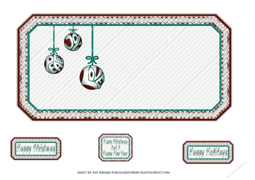  JJ CHRISTMAS BAUBLES PEACE JOY AND LOVE 5X5 INSERT TURQUOISE