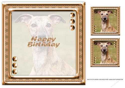 JJ LOVE MY DOG GREYHOUND 3 8X8 INSERT HAPPY BIRTHDAY.