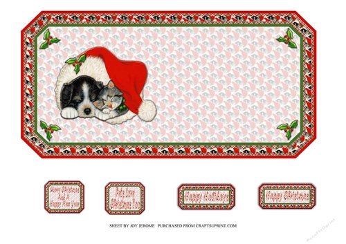  JJ PETS LOVE CHRISTMAS TOO SLEEPY CAT AND DOG 5X5 INSERT