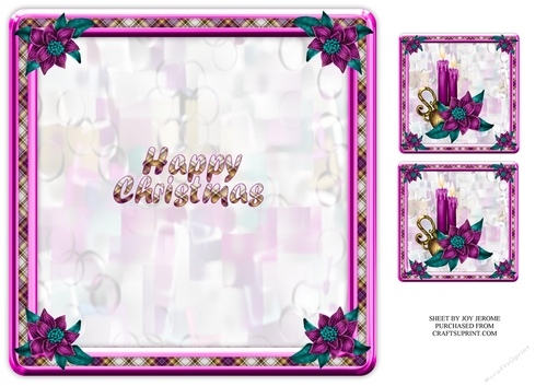 JJ CHRISTMAS CANDLES 2 8X8 INSERT HAPPY CHRISTMAS