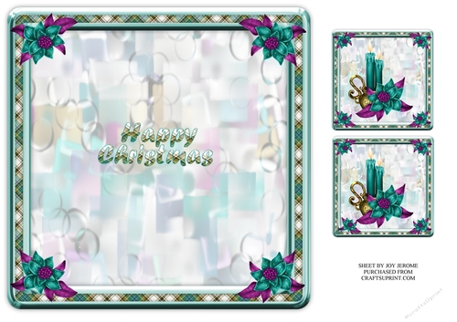 JJ CHRISTMAS CANDLES 1 8X8 INSERT HAPPY CHRISTMAS