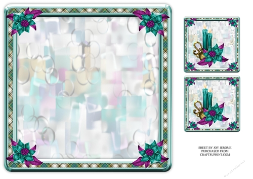 JJ CHRISTMAS CANDLES 1 8X8 INSERT HAPPY CHRISTMAS