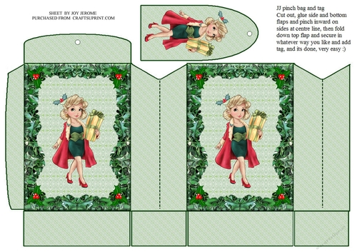 JJ HAPPY CHRSTMAS SHOPPER PINCHBAG AND TAG