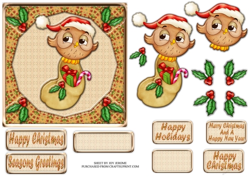 JJ CUTE CHRISTMAS OWL WITH GIFTS 6X6