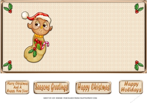 JJ CUTE CHRISTMAS OWL WITH GIFTS 6X6 INSERT