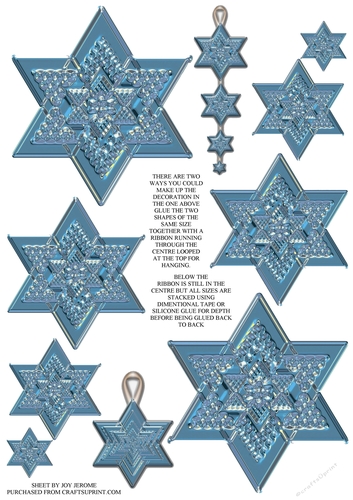 JJ CHRISTMAS GLASS STAR BLUE DECORATION