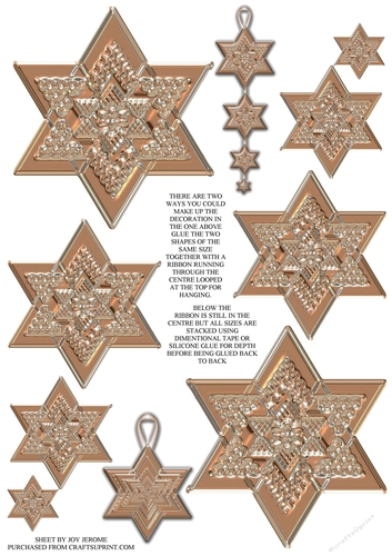JJ CHRISTMAS GLASS STAR COPPER DECORATION