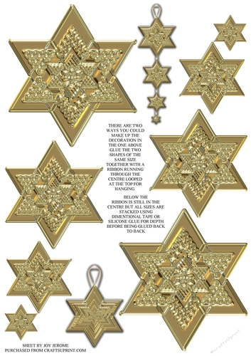 JJ CHRISTMAS GLASS STAR GOLD DECORATION