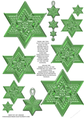  JJ CHRISTMAS GLASS STAR GREEN DECORATION