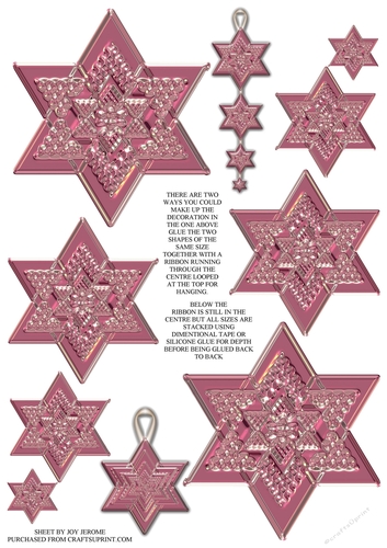 JJ CHRISTMAS GLASS STAR PINK DECORATION