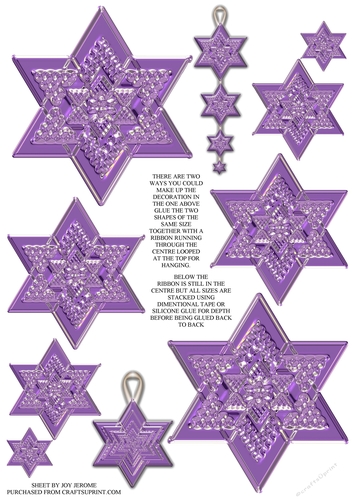 JJ CHRISTMAS GLASS STAR PURPLE DECORATION
