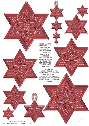 JJ CHRISTMAS GLASS STAR RED DECORATION
