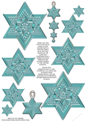  JJ CHRISTMAS GLASS STAR TURQUOISE DECORATION