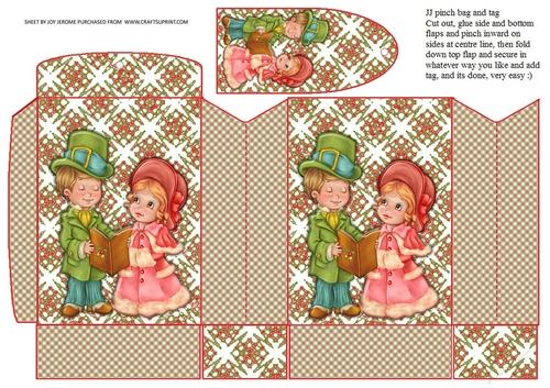  JJ CHRISTMAS CAROL SINGERS PINCH BAG AND TAG