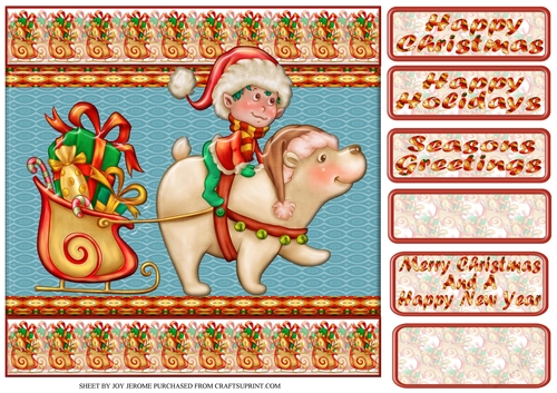 JJ CHRISTMAS ELF AND FRIEND 8X8