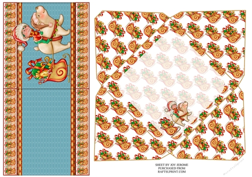 JJ CHRISTMAS ELF AND FRIEND 4X4 SQUARE CARD AND ENVELOPE