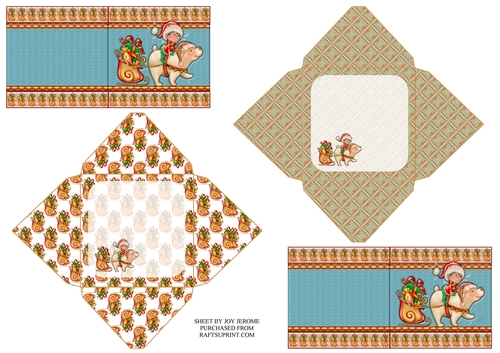 JJ CHRISTMAS ELF AND FRIEND TWO SMALL CARDS AND ENVELOPES