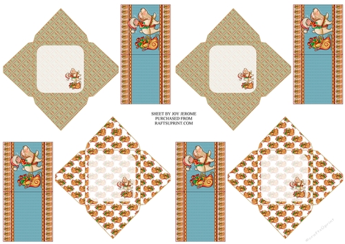  JJ CHRISTMAS ELF AND FRIEND FOUR MINI CARDS AND ENVELOPES