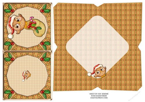 JJ CUTE CHRISTMAS OWL WITH GIFTS 4X4 CARD AND ENVELOPE.
