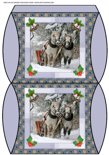 JJ CHRISTMAS HORSES SLEIGH RIDE PILLOW BOX