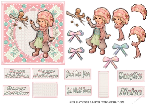 JJ COSY WINTER CUTIE 5X5 BIRTHDAY OR CHRISTMAS NEICE OR DAUGHTER