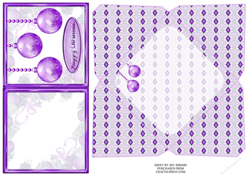 JJ CHRISTMAS SOFT PURPLE BAUBLES 4X4 CARD AND ENVELOPE