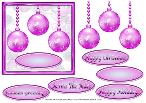 JJ CHRISTMAS SOFT FUCHSIA BAUBLES 6X6