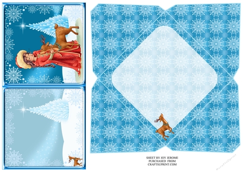 JJ CHRISTMAS STARRY SNOWY NIGHT 4X4 CARD AND ENVELOPE