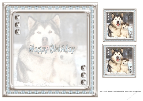 JJ LOVE MY ALASKAN MALAMUTES 8X8 INSERT HAPPY BIRTHDAY