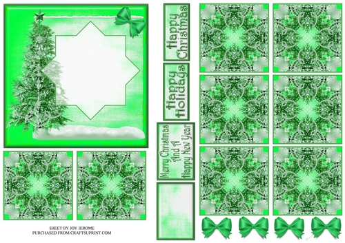  JJ CHRISTMAS TREE BRIGHT GREEN 5X5 TEA BAG CARD