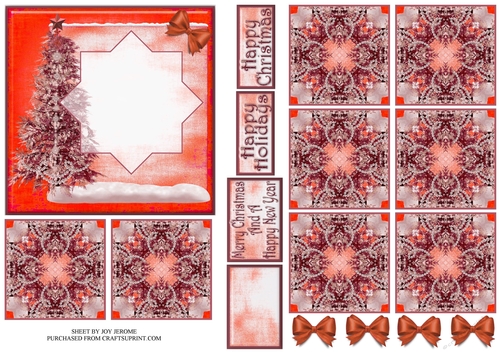  JJ CHRISTMAS TREE COPPER-RED 5X5 TEA BAG CARD