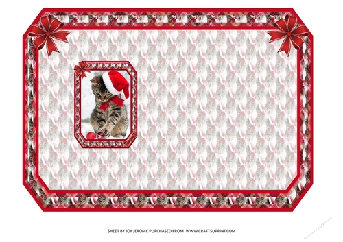 JJ PETS LOVE CHRISTMAS TOO CUTE CAT 7x5 INSERT BLANK