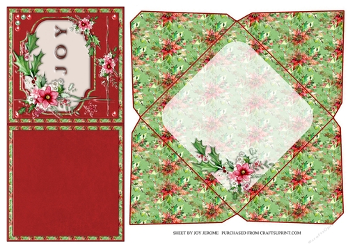 JJ CHRISTMAS FLORAL 4X4 CARD AND ENVELOPE