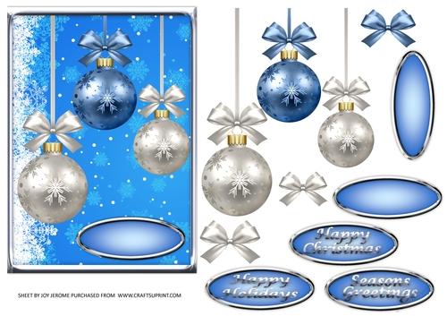 JJ CHRISTMAS BLUE BAUBLES 5X7