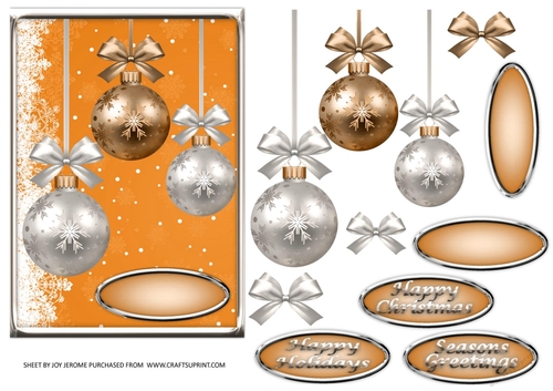 JJ CHRISTMAS GOLDEN BAUBLES 5X7