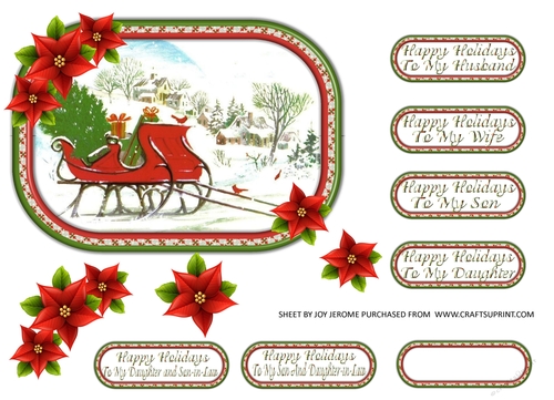 JJ CHRISTMAS SLEIGH HAPPY HOLIDAYS 7X5 VARIOUS FAMILY
